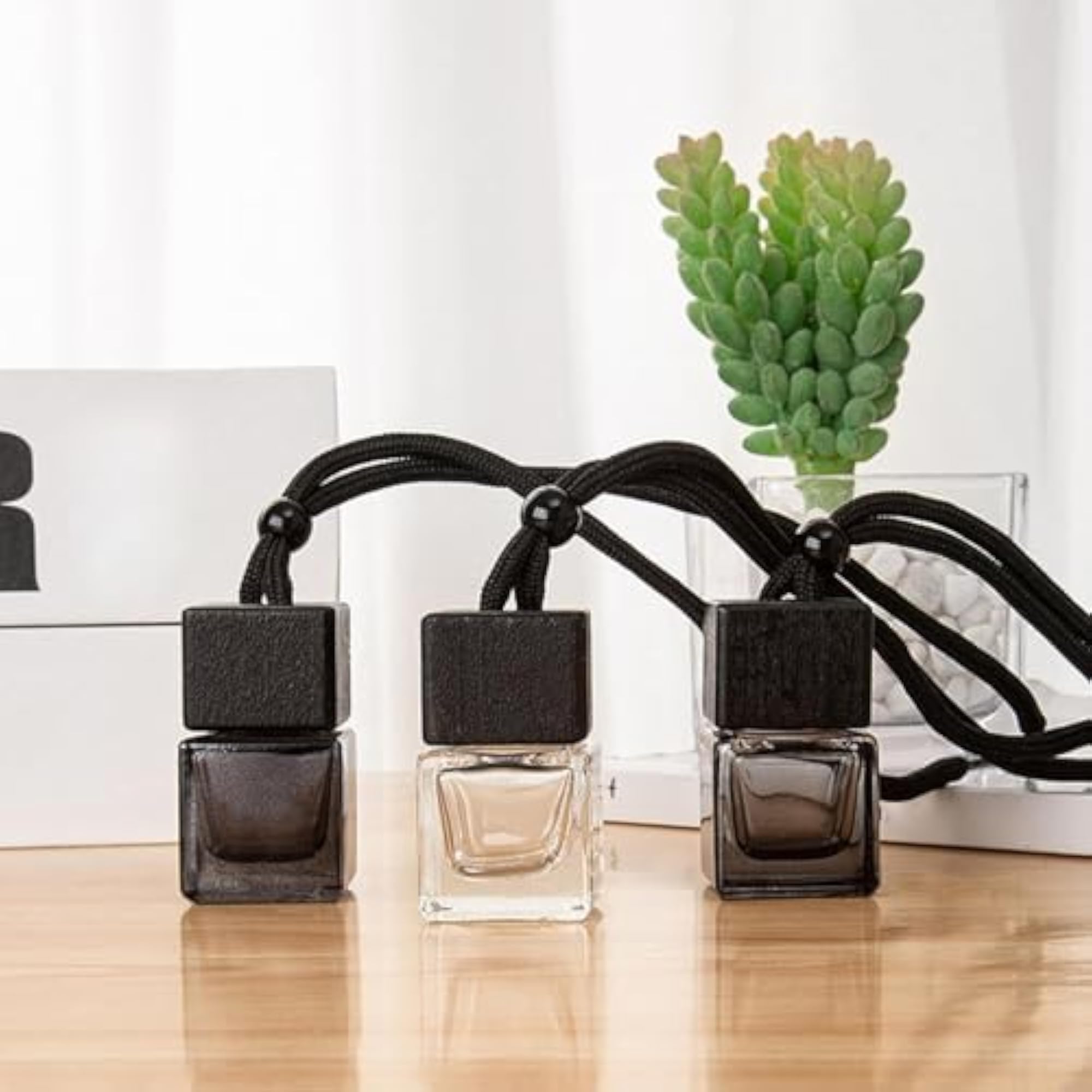 3x3Pcs Car Perfume Bottles Hanging Diffuser Bottles, Gradient Black
